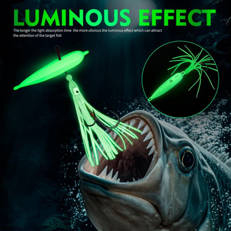 60G PROBEROS LF159 Luminous Bearded Squid Hook Slow Cranking Road Runner Iron Plate Bionic False Bait(E) by PROBEROS