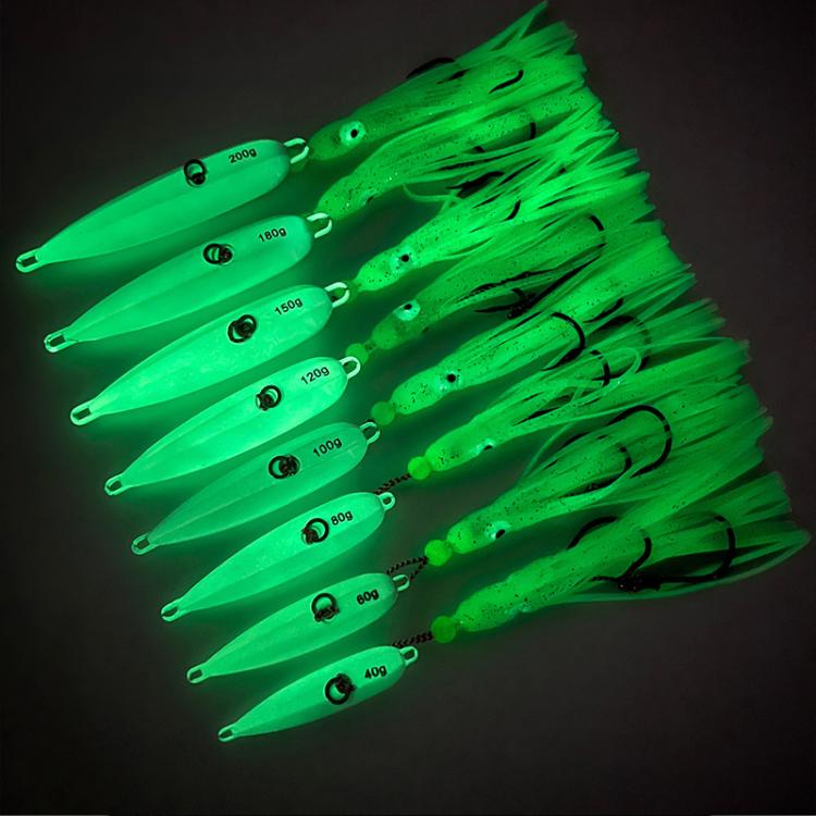 60G PROBEROS LF159 Luminous Bearded Squid Hook Slow Cranking Road Runner Iron Plate Bionic False Bait(A) by PROBEROS