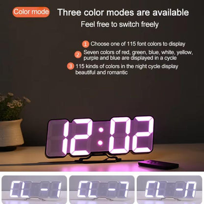 RGB Color Changing 3D Digital Clock With Voice Control, Adjustable Brightness, Temperature Display & Remote, Spec: Ordinary White by bashfashion