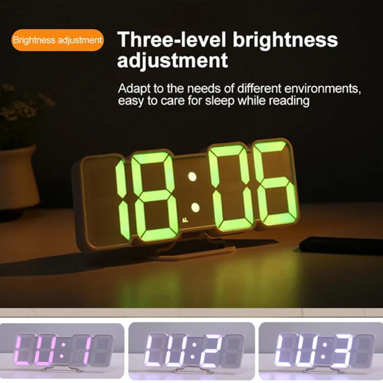 RGB Color Changing 3D Digital Clock With Voice Control, Adjustable Brightness, Temperature Display & Remote, Spec: Ordinary Black by bashfashion
