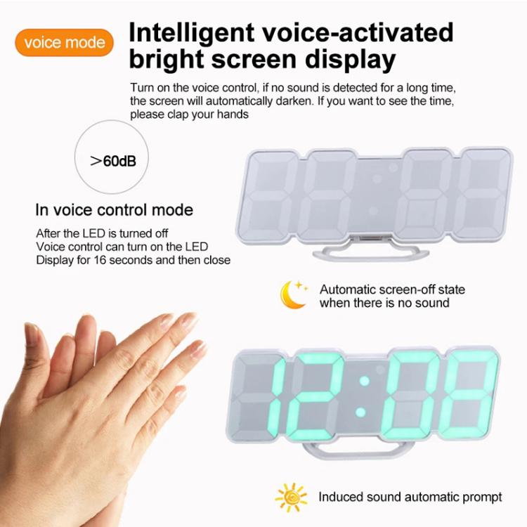 RGB Color Changing 3D Digital Clock With Voice Control, Adjustable Brightness, Temperature Display & Remote, Spec: Upgraded Humidity Black by bashfashion