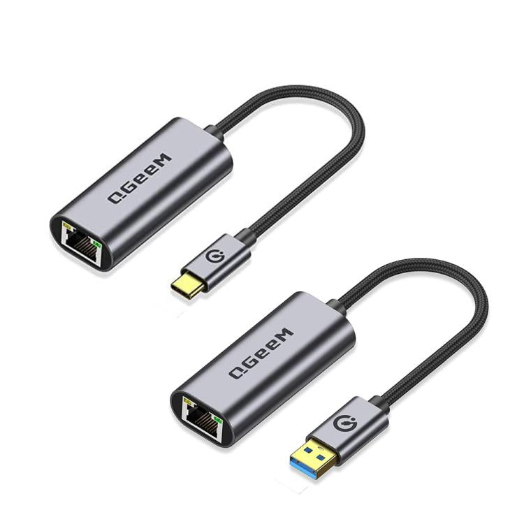 QGeeM USB-A To RJ45 LAN Converter Gigabit Ethernet Adapter for Laptop, PC, Smartphone, Plug & Play Cable Length 15cm by QGeeM