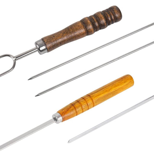 NOBANA Outdoor BBQ Grilling Fork Portable Stainless Steel Wooden Handle Grilling Skewer With Storage Bag, Spec: 7pcs /Set Black by NOBANA