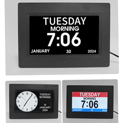 7-inch Digital Frame Calendar Day Clock With 3 Medication Alerts, 5 Custom Alarms, Multi-Language Support US Plug Black by bashfashion