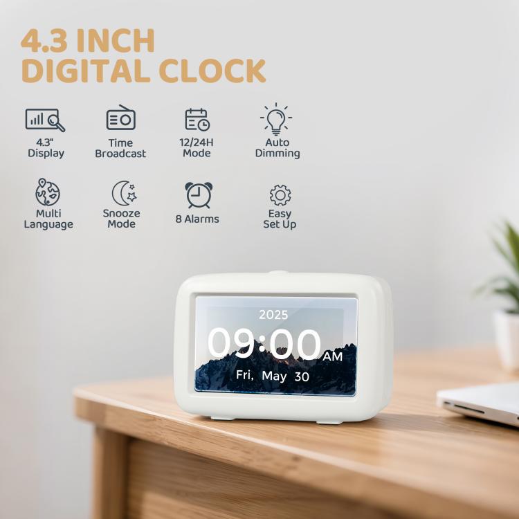 4.3-Inch Desktop Digital Clock With Time And Date For Dementia(White) by bashfashion