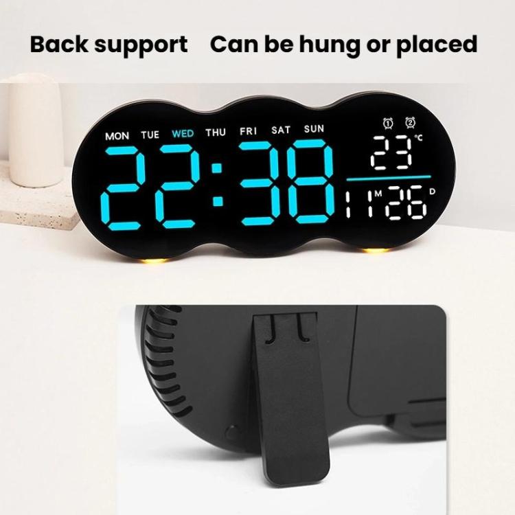 Living Room Digital Wall Clock LED Electronic Clock With Light Multi-Function Remote Control Alarm Clock(White Light) by bashfashion