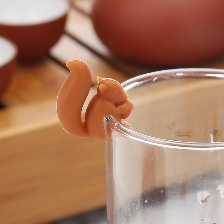 10 PCS Silicone Squirrel Tea Bag Multi-function Wine Glass Cup Recognizer(Coffee) by bashfashion